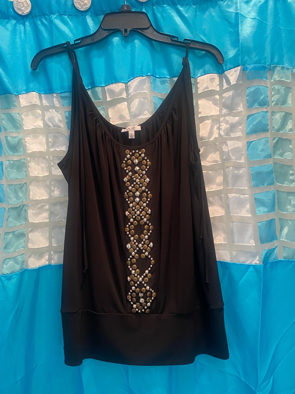 Cache Black Beaded Women's Camisole